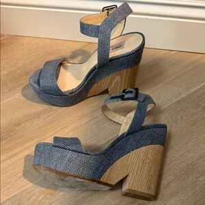 Jimmy Choo Denim Blue Wedge Sandals